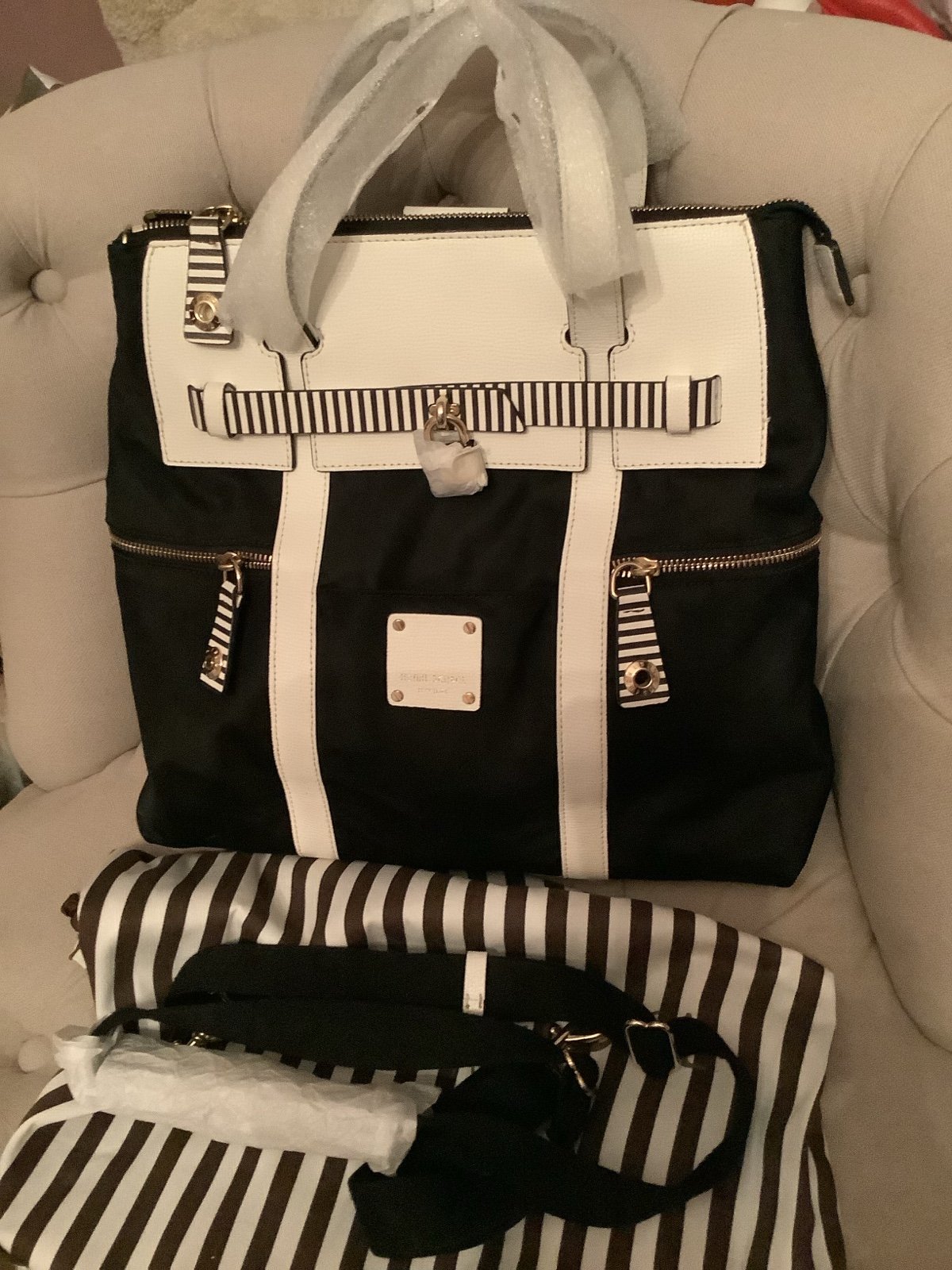 Henri Bendel Centennial Pattern Large Jetsetter Backpack – New without Tag – Dust Bag Included