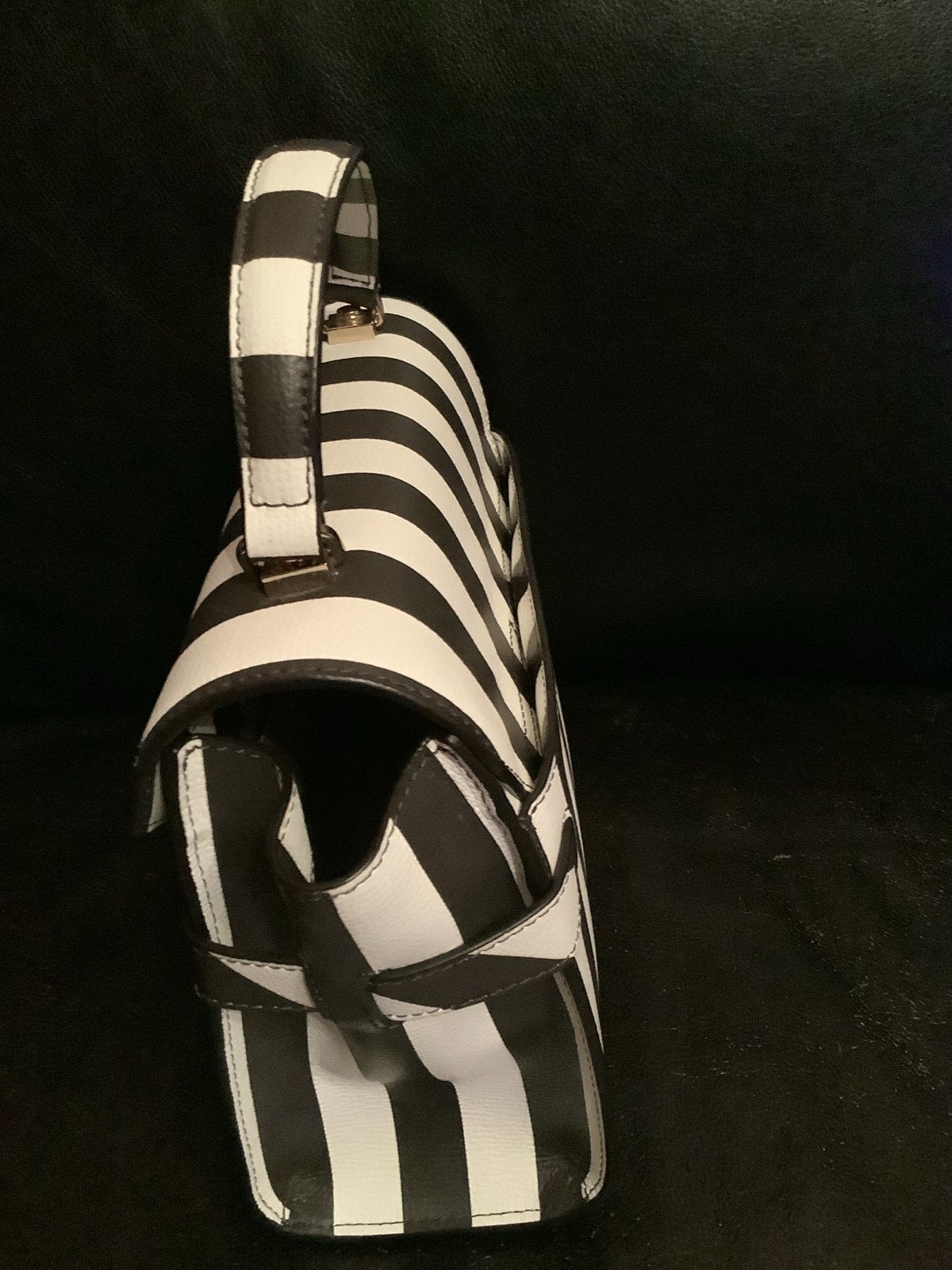 Henri Bendel Uptown Satchel Crossbody Bag – Brown & White Stripe – New with Dust Bag, No Tag