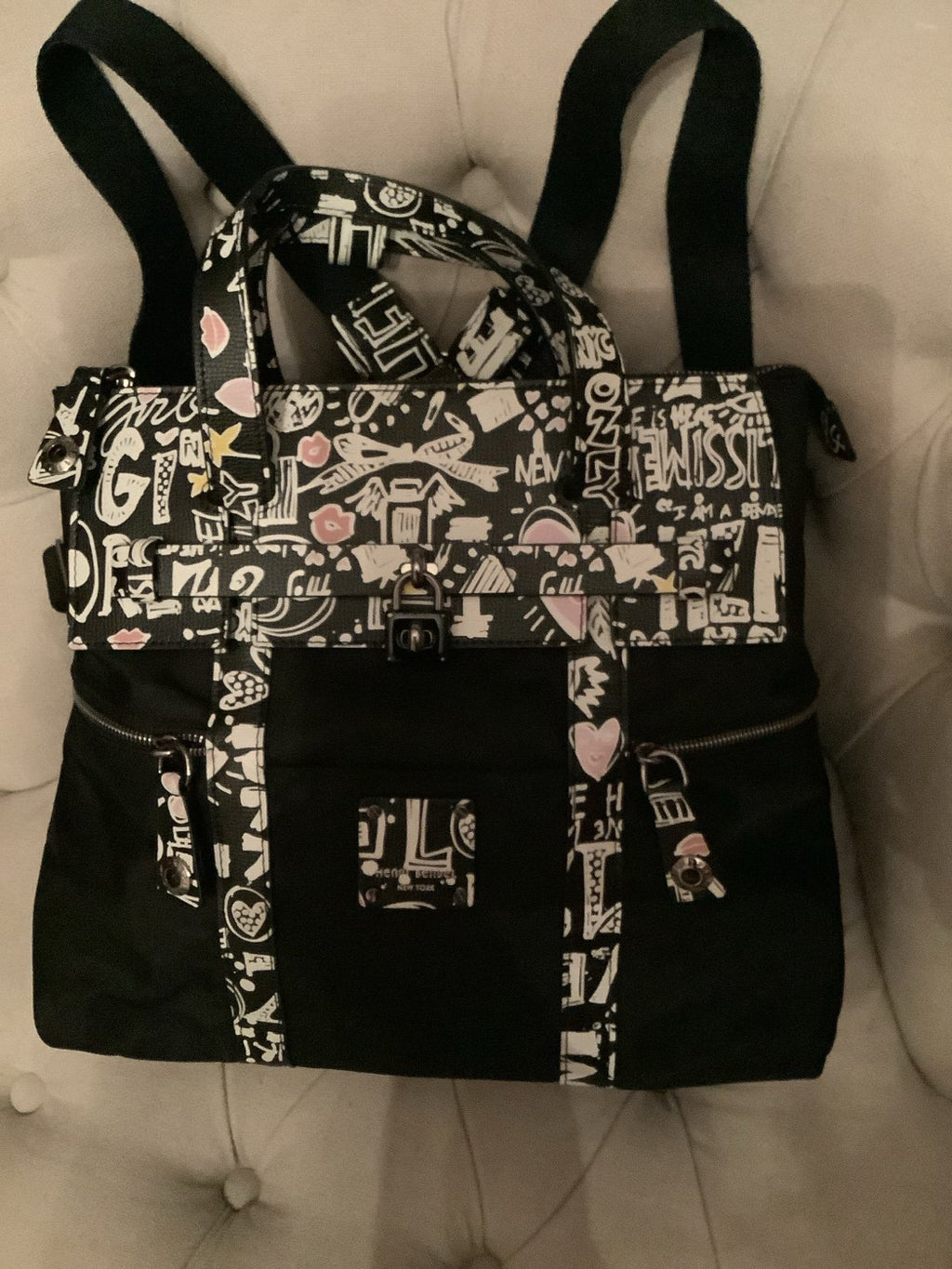 Henri Bendel Graffiti Jetsetter Large – Convertible Backpack, Top Handle & Crossbody – Dust Bag Included