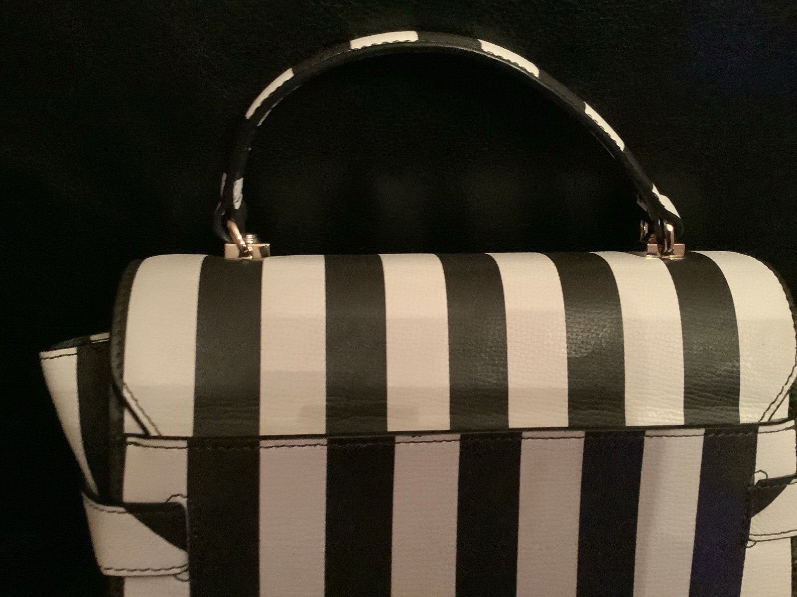 Henri Bendel Uptown Satchel Crossbody Bag – Brown & White Stripe – New with Dust Bag, No Tag