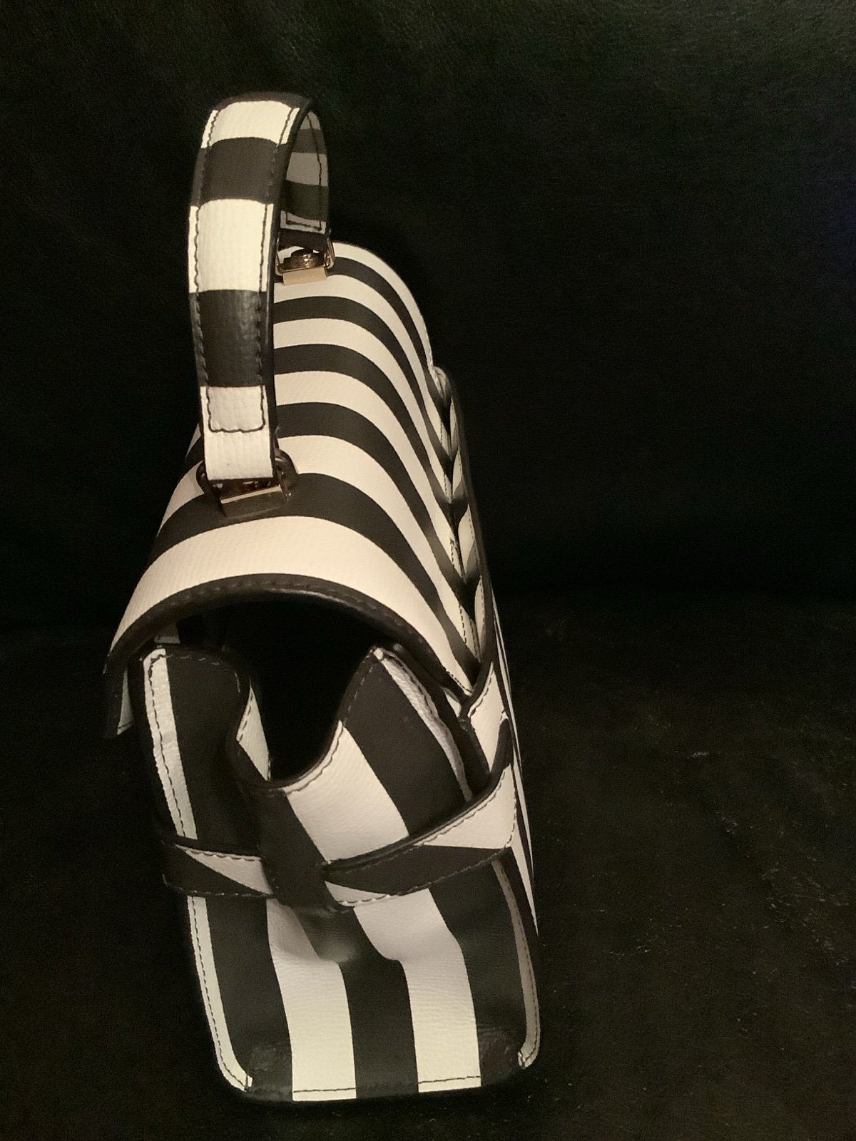 Henri Bendel Uptown Satchel Crossbody Bag – Brown & White Stripe – New with Dust Bag, No Tag