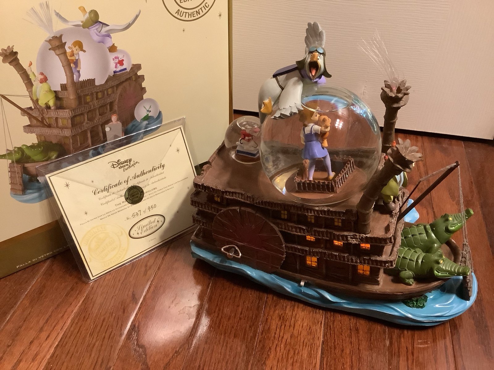 Disney Rescuers Snow Globe with Lights & Music – With Box, Certificate & Foam – Rare Collectible